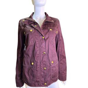 J Crew Military Utility Jacket Cotton Hidden Zip and Button Closure Sz M EUC